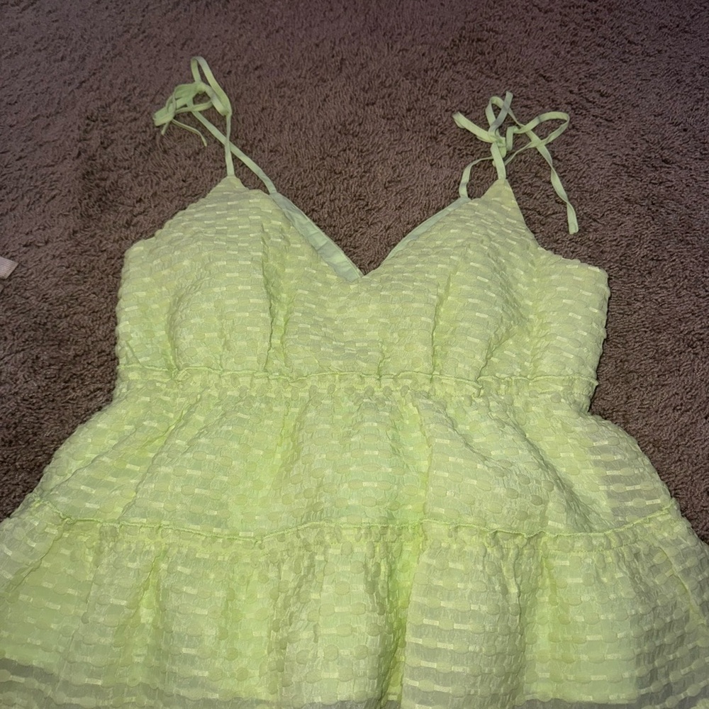 Lime Green Textured Tank Top